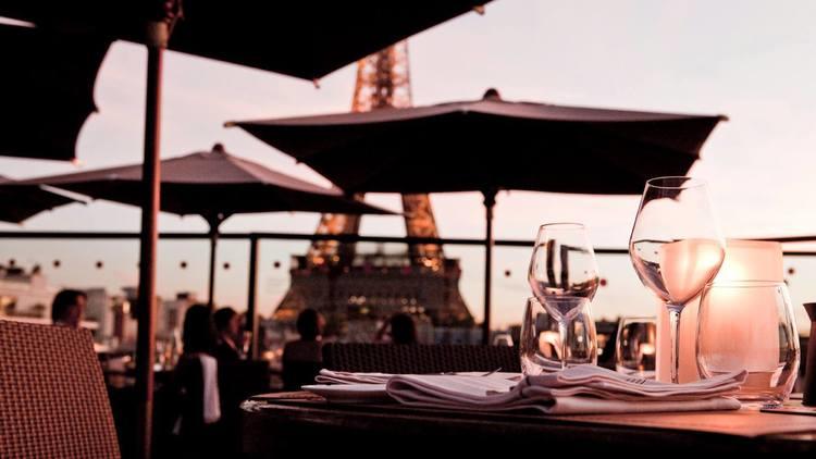 Sip cocktails with an Eiffel Tower view at Les Ombres