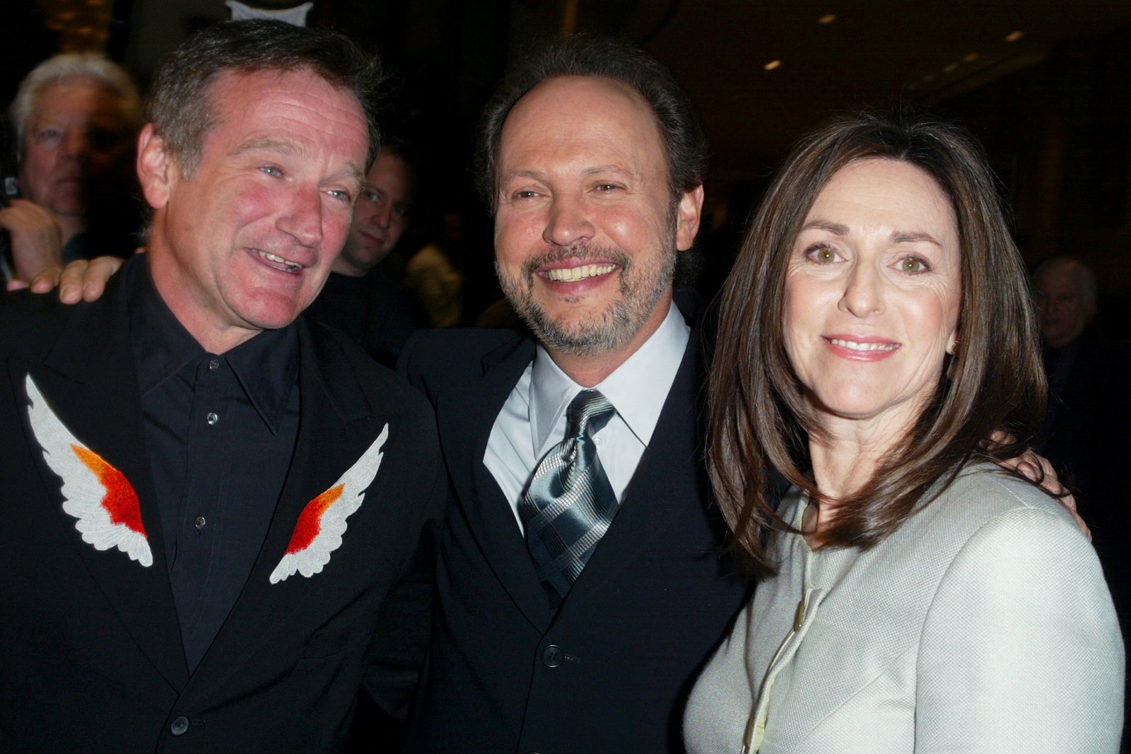 Image may contain Billy Crystal Robin Williams Tie Accessories Accessory Human Person Coat Clothing and Overcoat