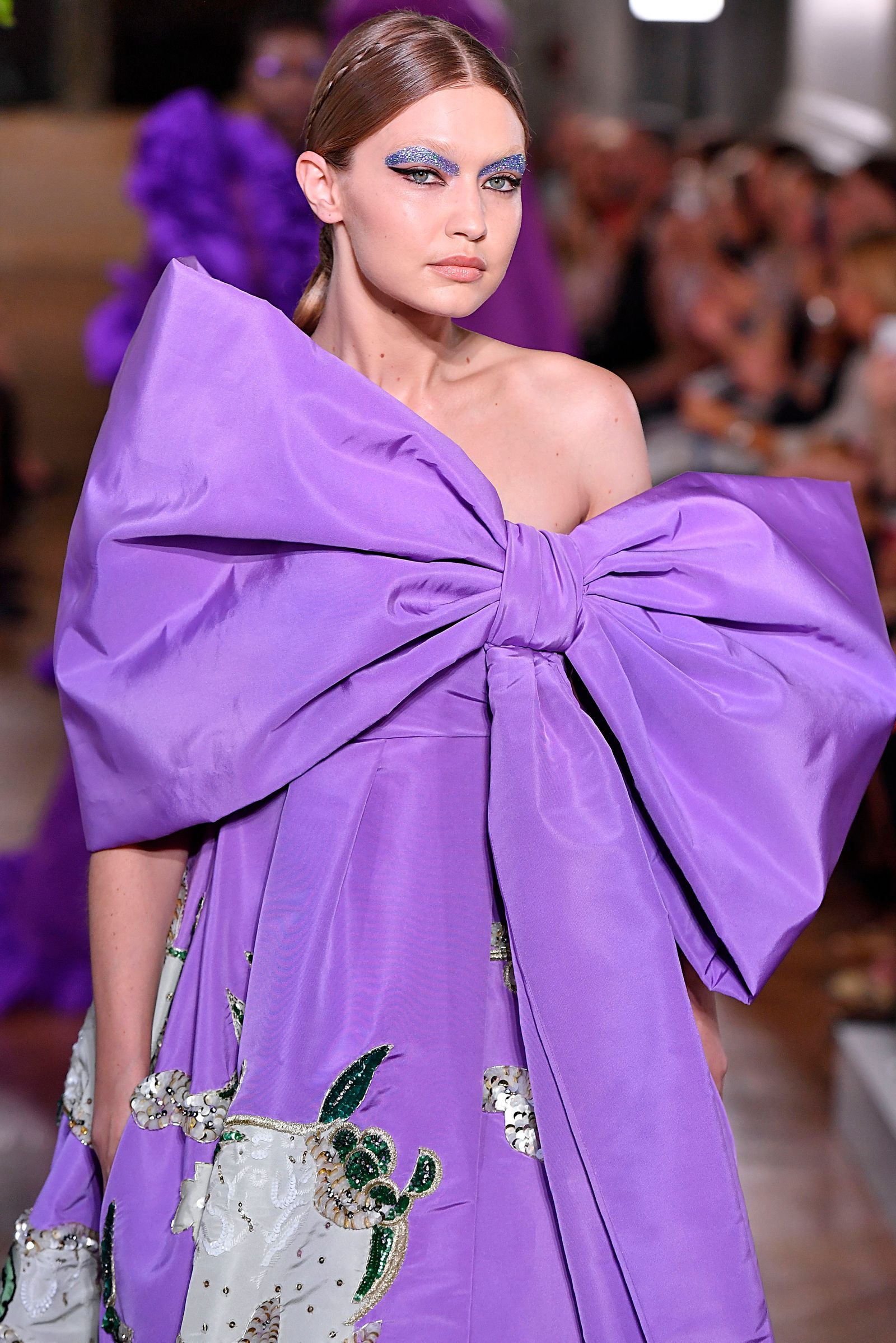 Gigi Hadid on the catwalk of the Valentino Haute Couture autumn winter 2019 fashion show