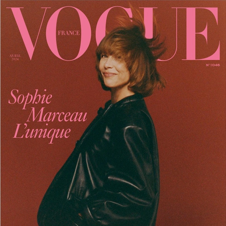 Sophie Marceau embodies Frenchwoman chicness on the cover of Vogue France's April 2024 edition