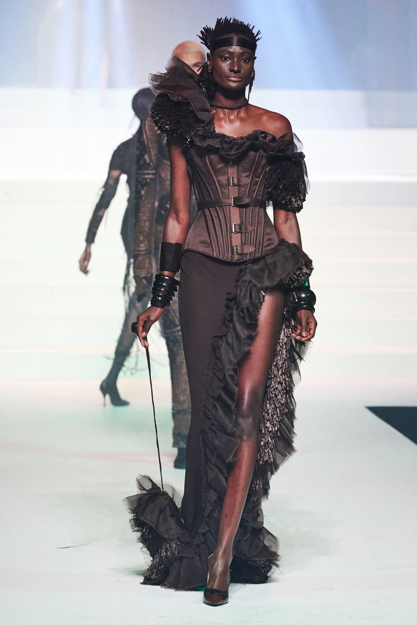 Amy Faye at the Gaultier Paris SpringSummer 2020 haute couture show the inspiration behind Aya Nakamura's dress.