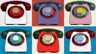 Vintage phones in a grid