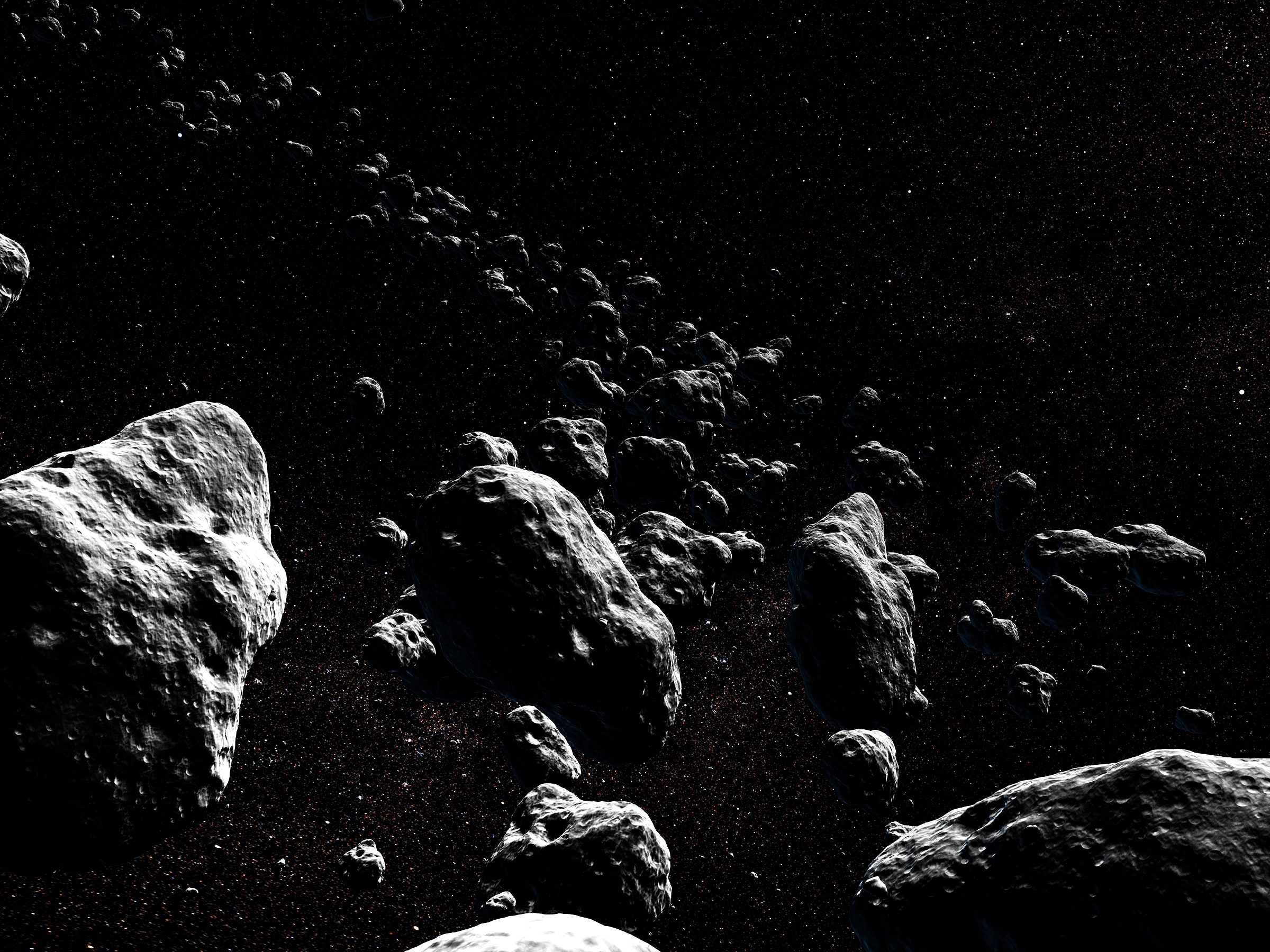 3D rendering of asteroid belt