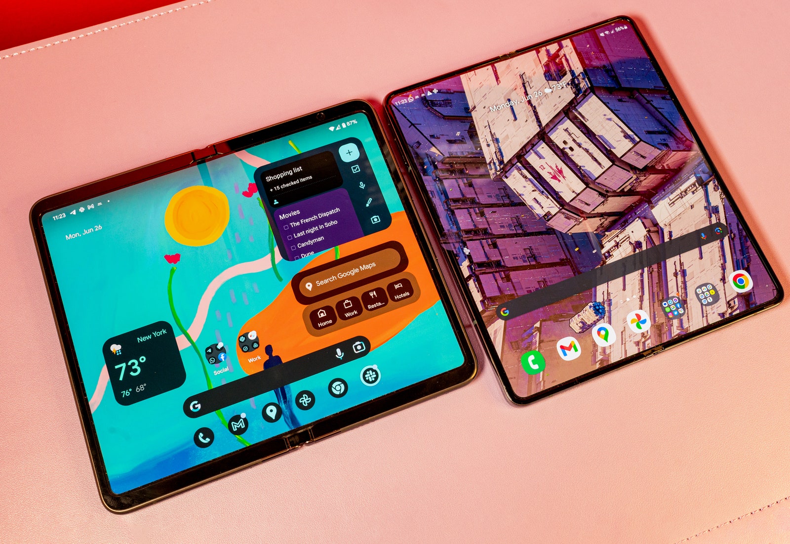 Google Pixel Fold next to the Samsung Galazy Z Fold4