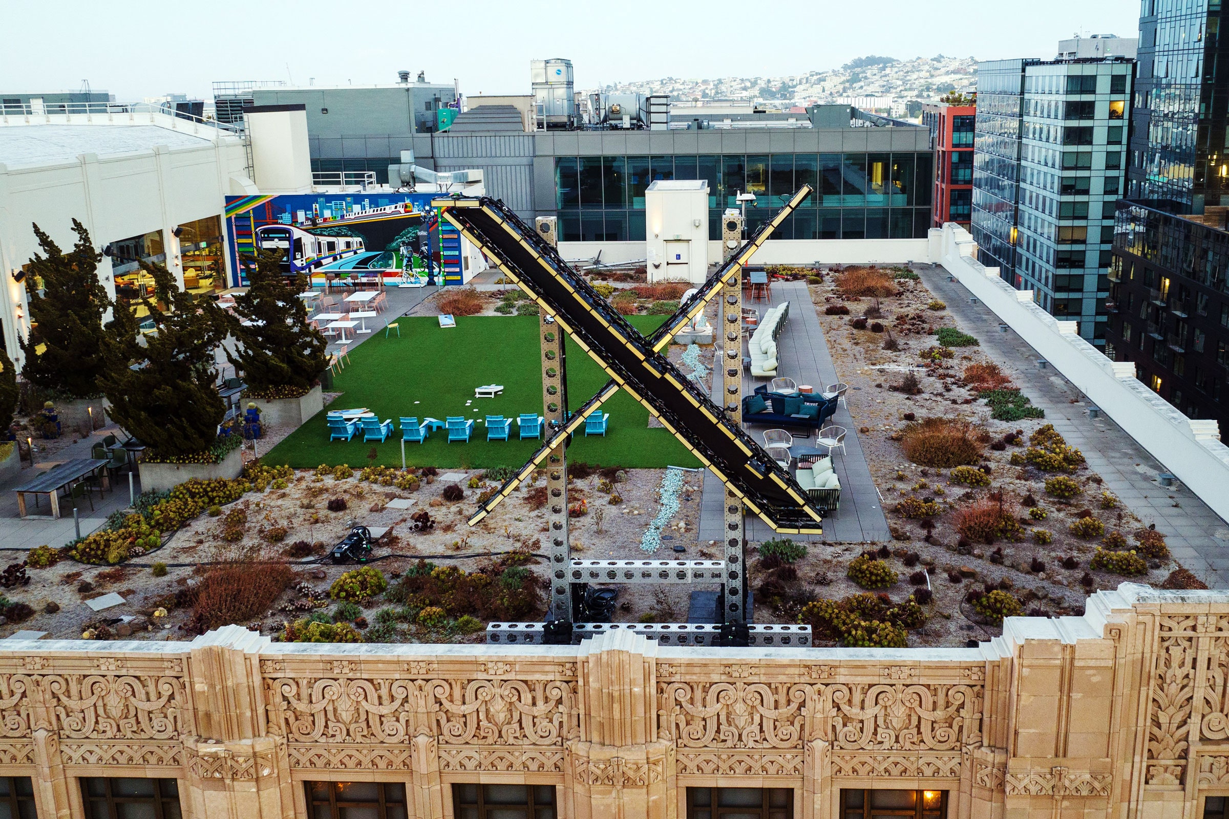 An X sign on the roof of the headquarters of the social media platform previously known as Twitter in San Francisco on...