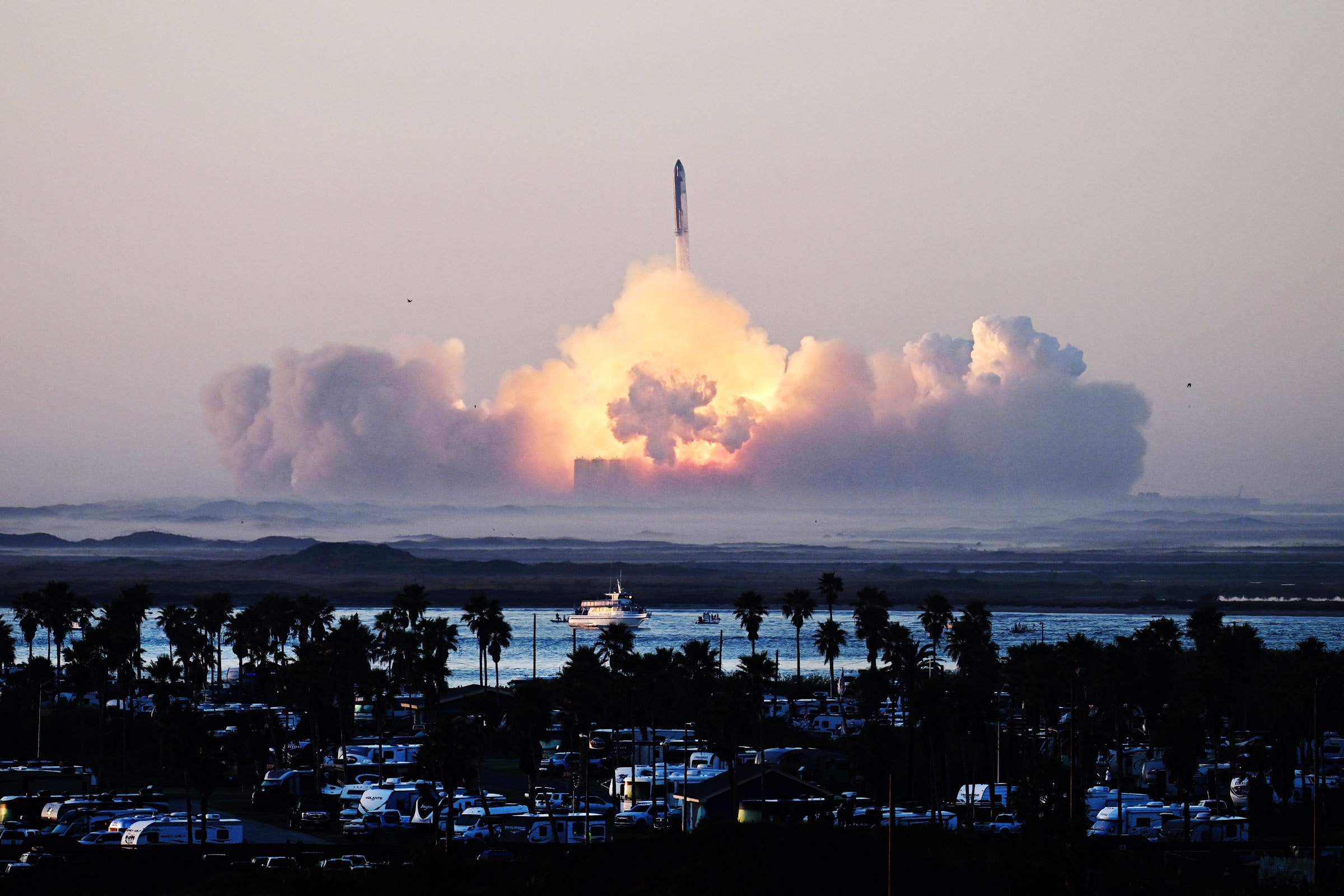 SpaceX's Starship rocket launching from Starbase