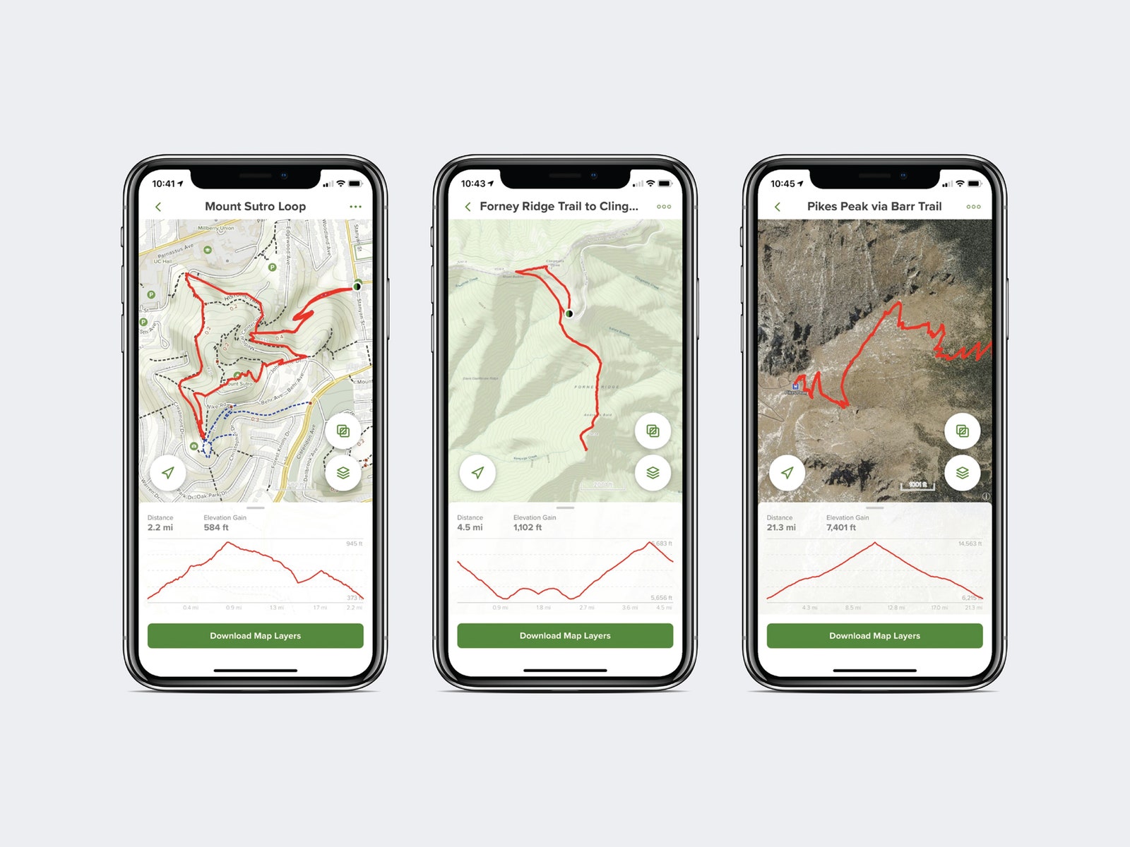 AllTrails app shown on smartphones