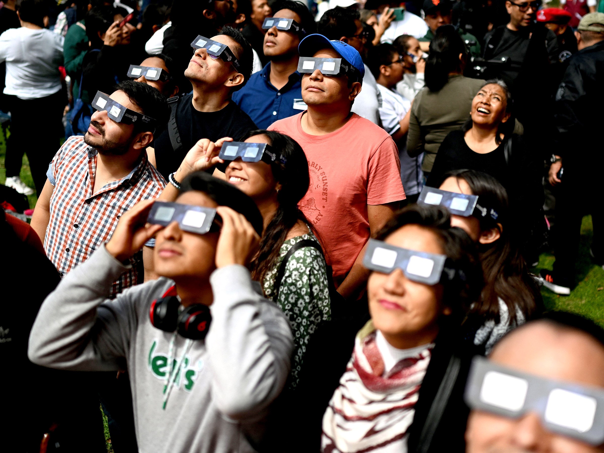 People watching the annular solar eclipse