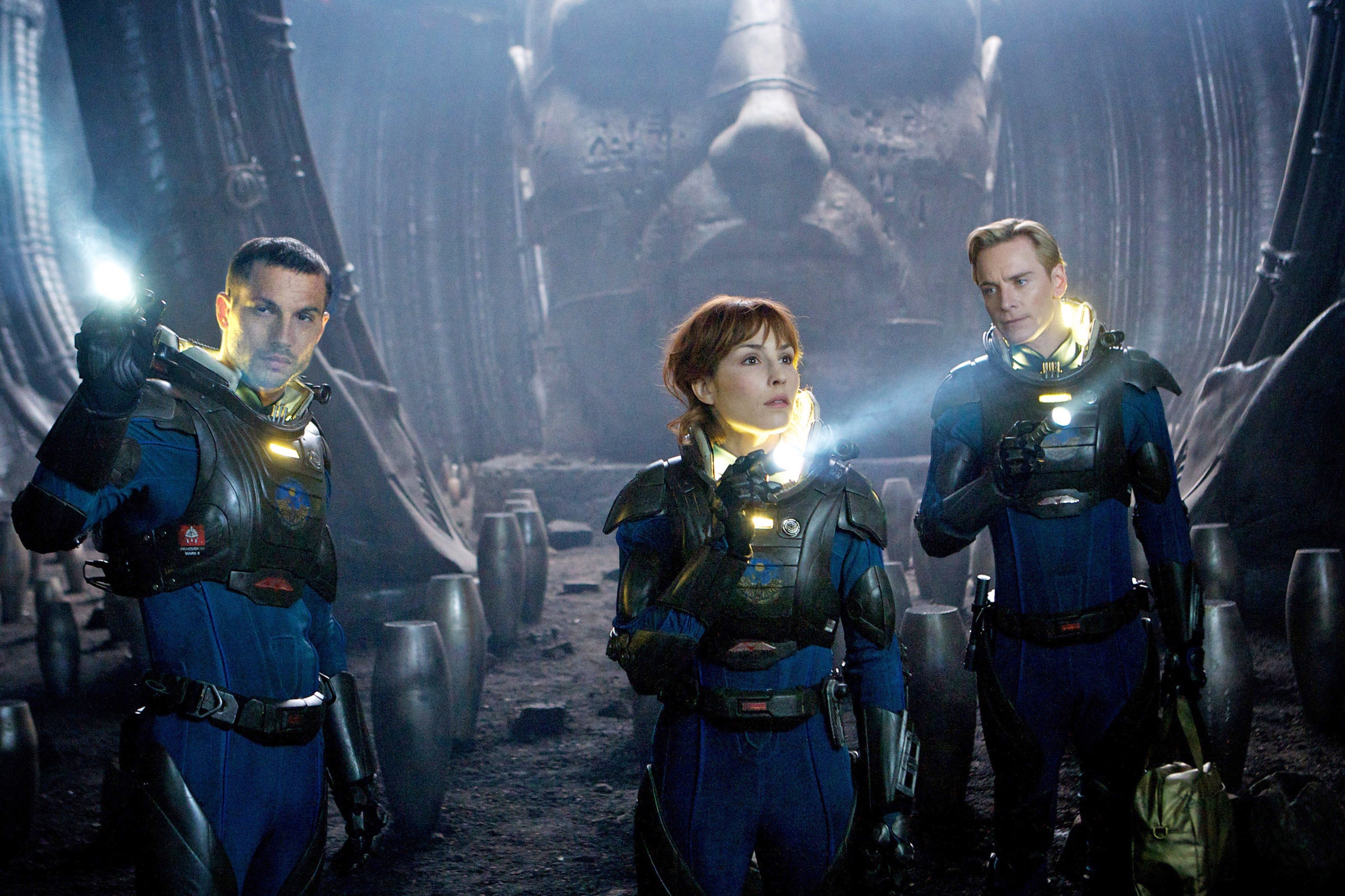 PROMETHEUS from left Logan MarshallGreen Noomi Rapace Michael Fassbender 2012. TM  copyright ©20th Century Fox Film...