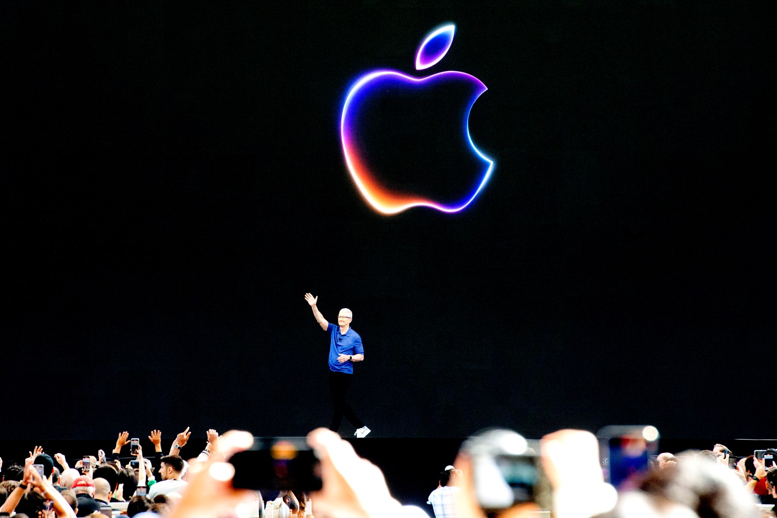 Tim Cook CEO of Apple speaks during an announcement of new products at the WWDC developer conference