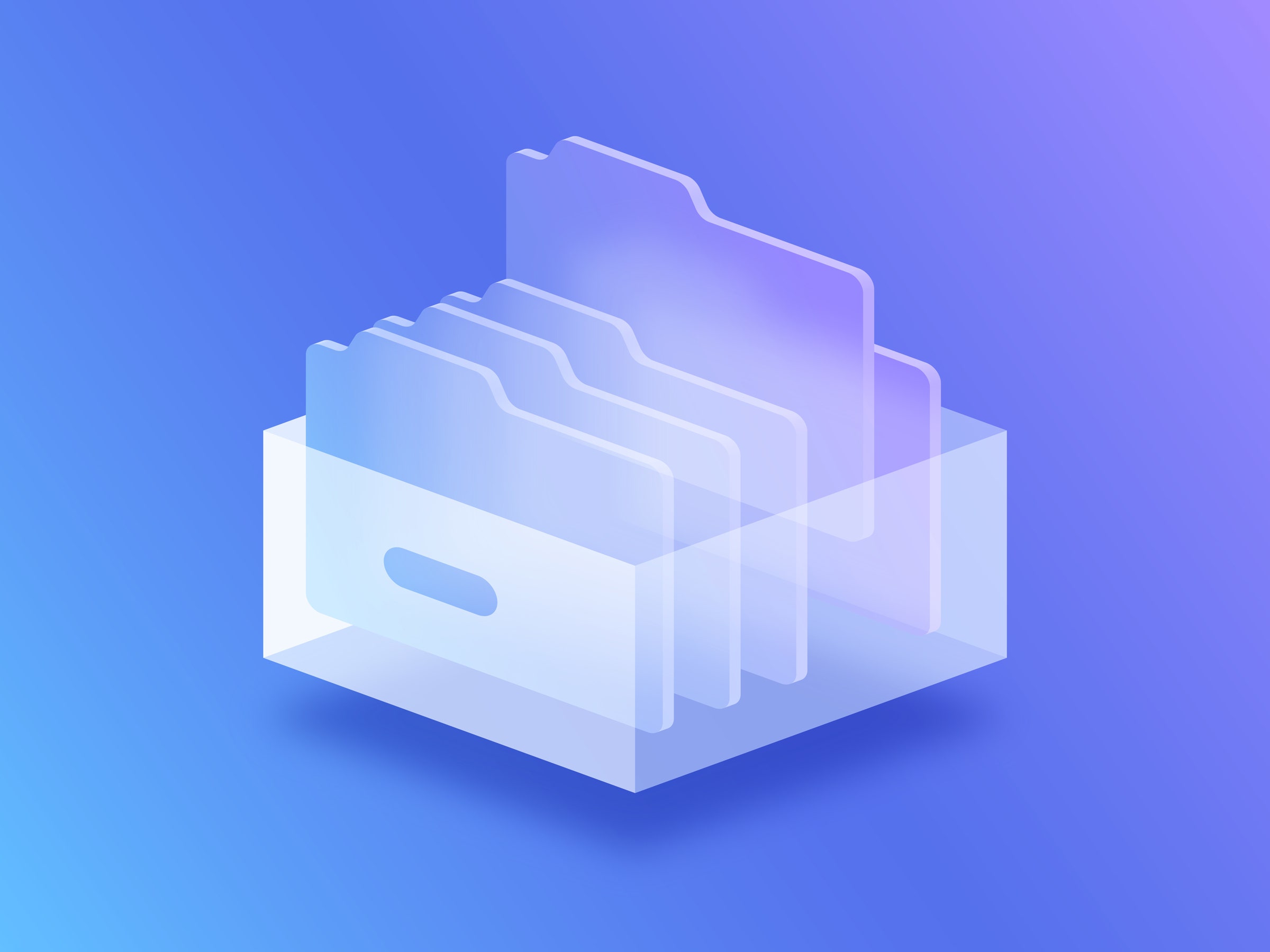 3D illustration of transparent database files