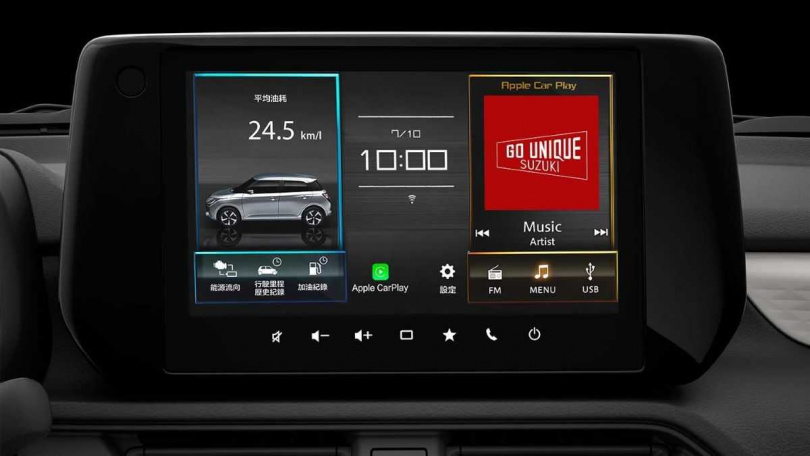 Swift中控螢幕中具有多項資訊，搭配無線Apple Carplay／Android Auto，對駕駛及乘員來說非常便利。（圖／Swift提供）
