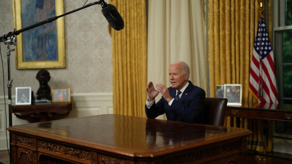 US-Präsident Joe Biden wendet sich aus dem Oval Office im Weißen Haus an die amerikanische Nation.