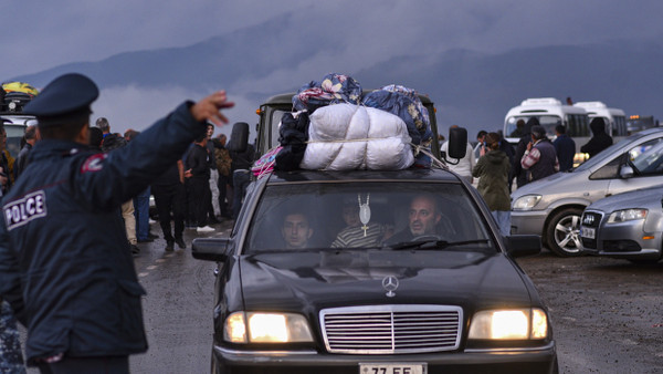 Flüchtlinge aus Karabach kommen Ende September 2023 in Armenien an