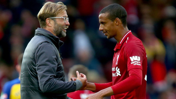 Für Jürgen Klopp häufig eine zentrale Figur im Spiel des FC Liverpool: Joel Matip, hier 2018