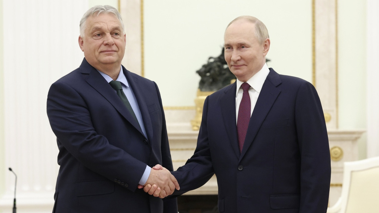 Der ungarische Ministerpräsident Orbán und der russische Präsident Putin am Freitag in Moskau