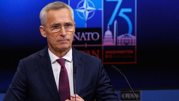 NATO-Generalsekretär Jens Stoltenberg am 5. Juli auf der Pressekonferenz vor dem NATO-Gipfeltreffen