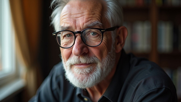 Der Prompt lautete: „old man with glasses portrait, photo, 50mm, f1.4, natural light, Pathéchrome“.