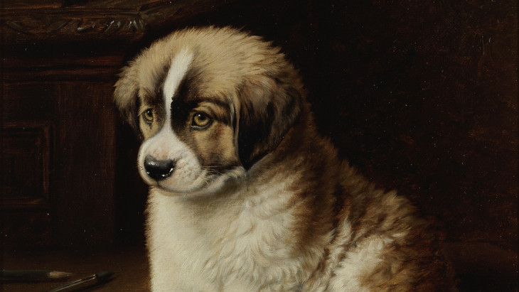 Sucht einen neuen Besitzer: Horatio Henry Couldery, „A Pup of Great Promise“, Öl auf Leinwand, 36 mal 31 Zentimeter, Taxe 1000 bis 1500 Pfund