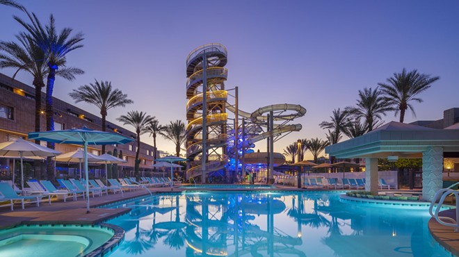 A pool with a water slide.