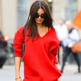 Emrata Put on a Plunging Red Jumper and Called It a Day — Who Needs Trousers?