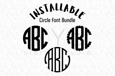 Installable Circle Monogram Fonts Bundle