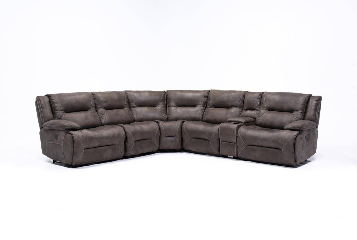 Calder Grey 6 Piece Power Reclining Sectional – Living Spaces Regarding 6 Piece Modular Sectional Sofa (View 25 of 30)