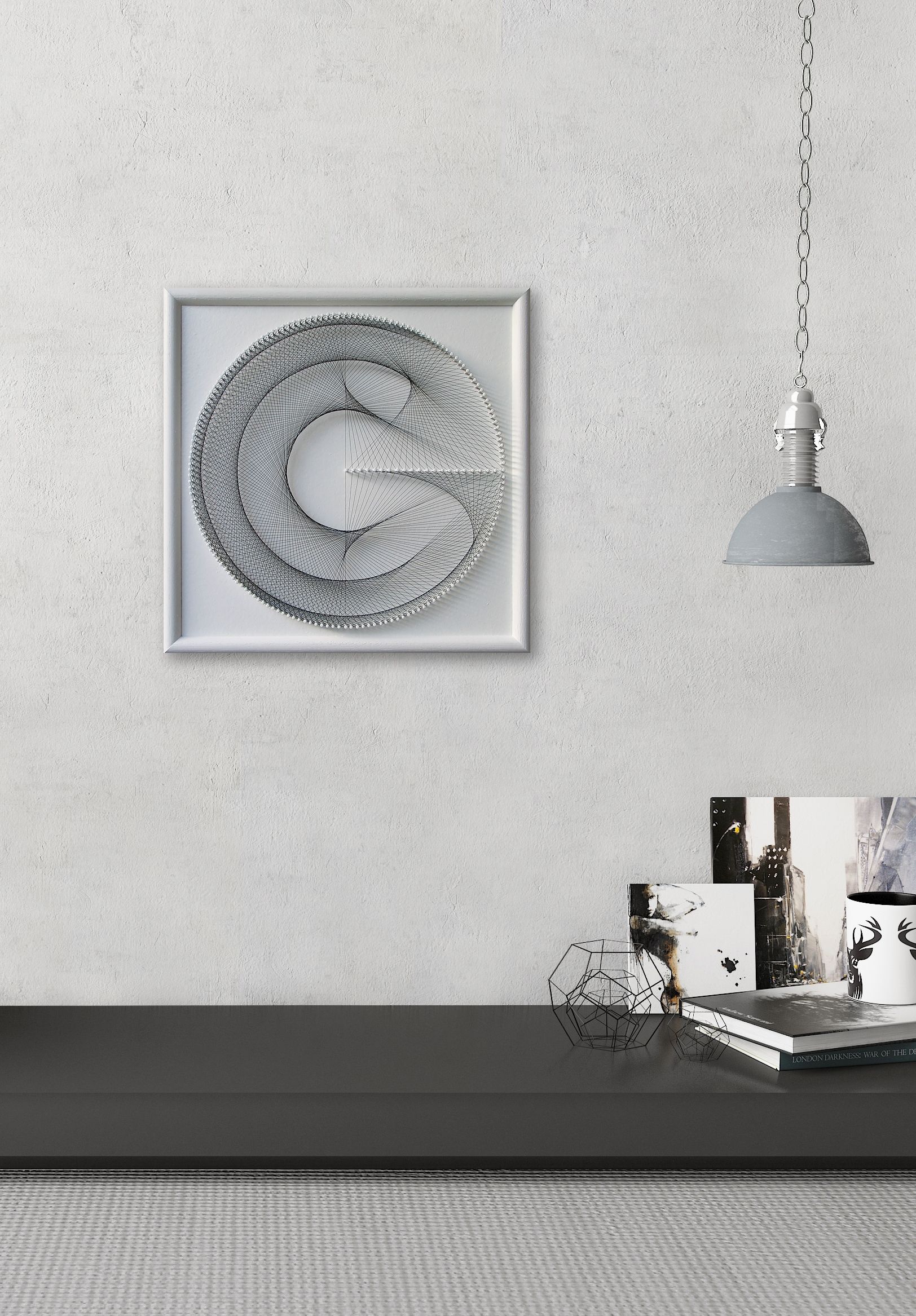 Elegant Geometric String Art – Gift For Her – White Wall Art Zen With White Wall Art (View 11 of 20)