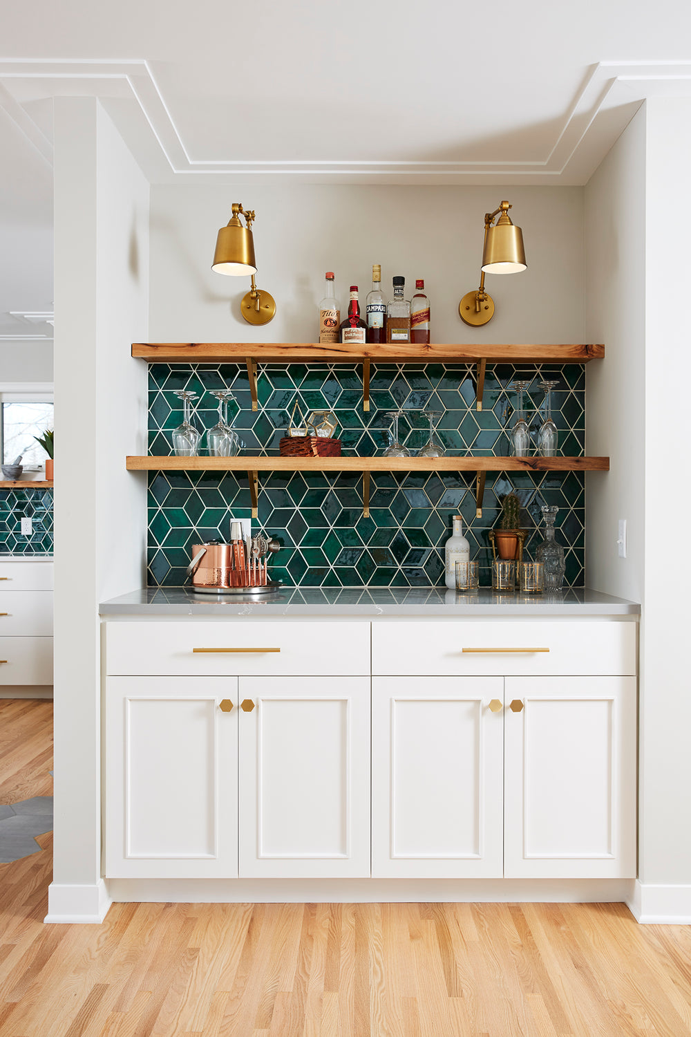 Decorative Green Bar Backsplash