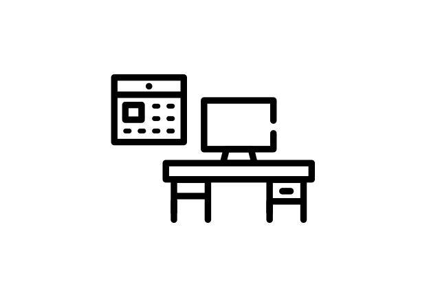 月額で利用が可能。デスクとパソコンのイメージ画像。郵便や宅配便の受け取りも可能。固定電話ではなく電話スペースで携帯電話を利用して応対することが可能。内覧も可能でバーチャルオフィスも公開中。