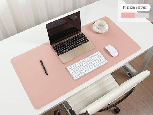 Large Desk Pad, Non-Slip PU Leather Desk Mouse Pad Waterproof Desk Pad Protector, Dual-Side Use Desk Writing Mat for Office Home, 80cm x 40cm (Pink&White) |