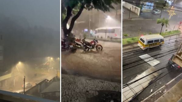 Vítima estava em uma moto, que acabou atingida por um poste que caiu sobre o veículo durante a tempestade no começo da noite desta segunda-feira (9)