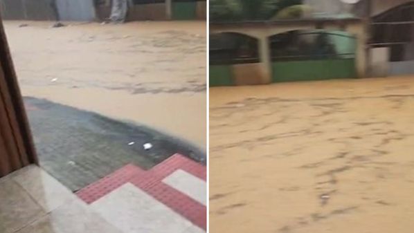 Na tarde desta segunda-feira (23), uma forte chuva atinge a Grande Vitória, causando alagamentos em vários pontos