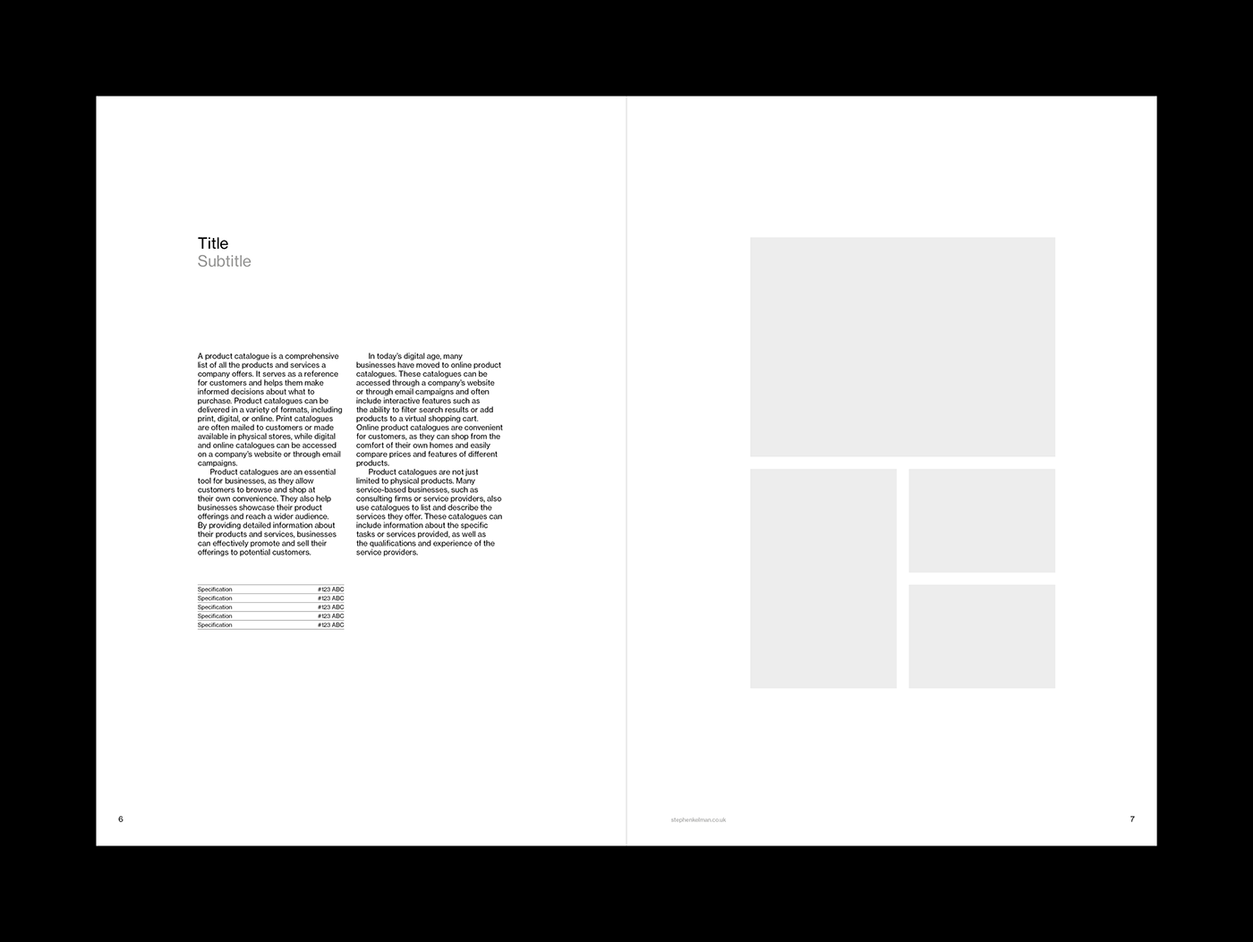 Product Catalogue Brochure A4 Grid System for InDesign | Spread for Single Product