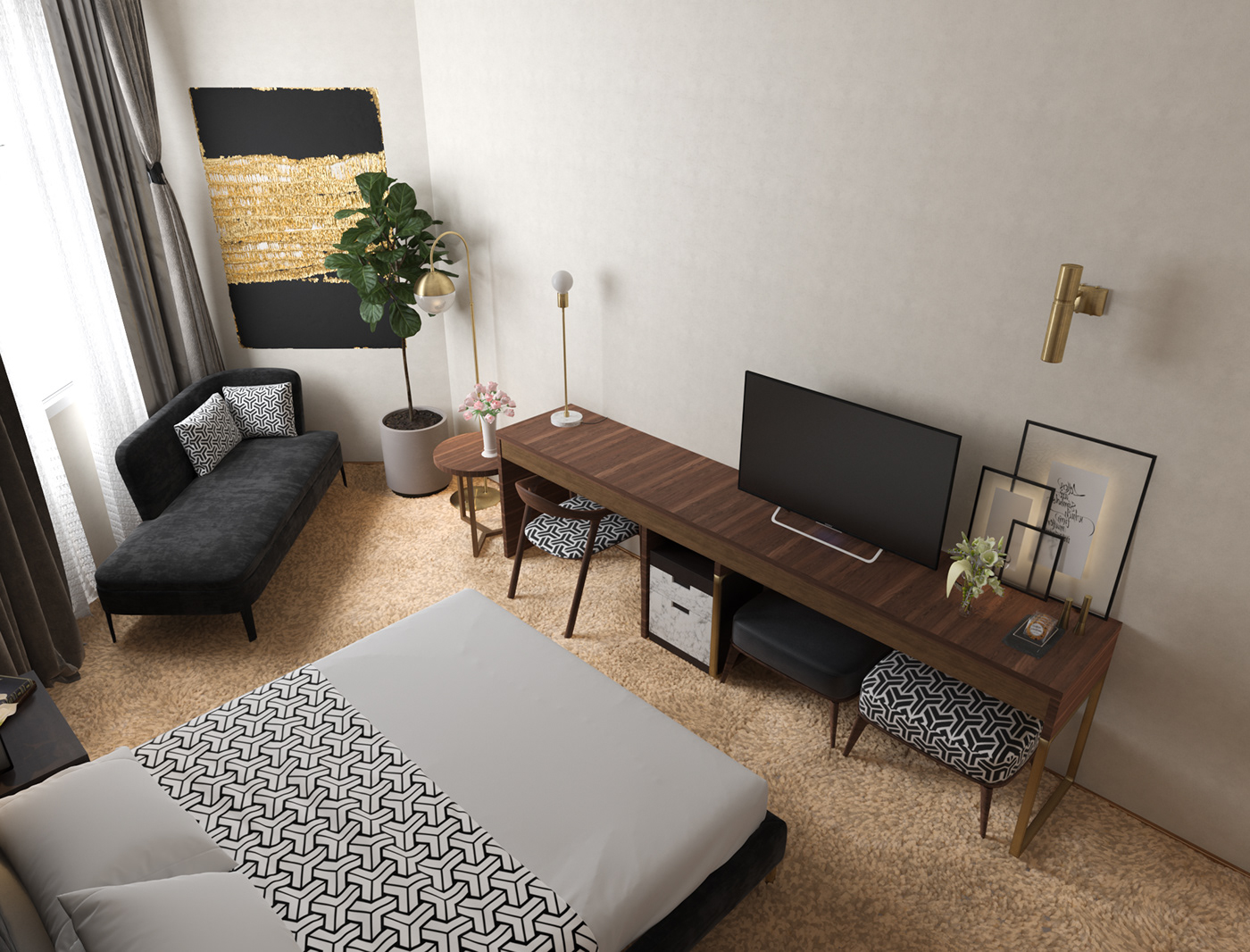 hotel 3D intrerior  design Intrerior design hotel rooms 3dmax vray