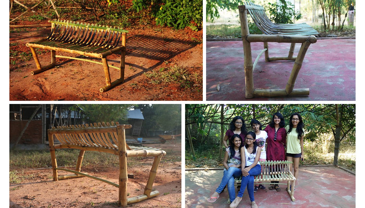 bamboo furniture Auroville Bamboo Centre bamboo furniture outdoor furniture bench Fish Mouth Bamboo Strips