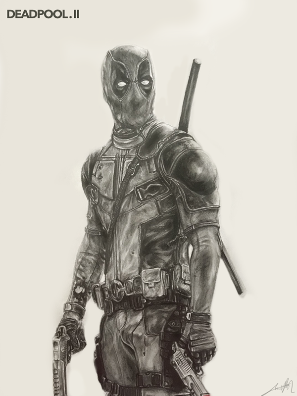 deadpool deadpool drawing Drawing  a4 movie fanart portrait pencil black White