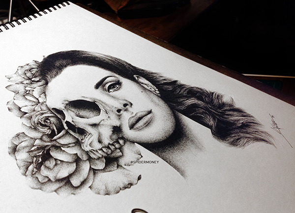 dark paradise  Lana Del Rey dot drawing