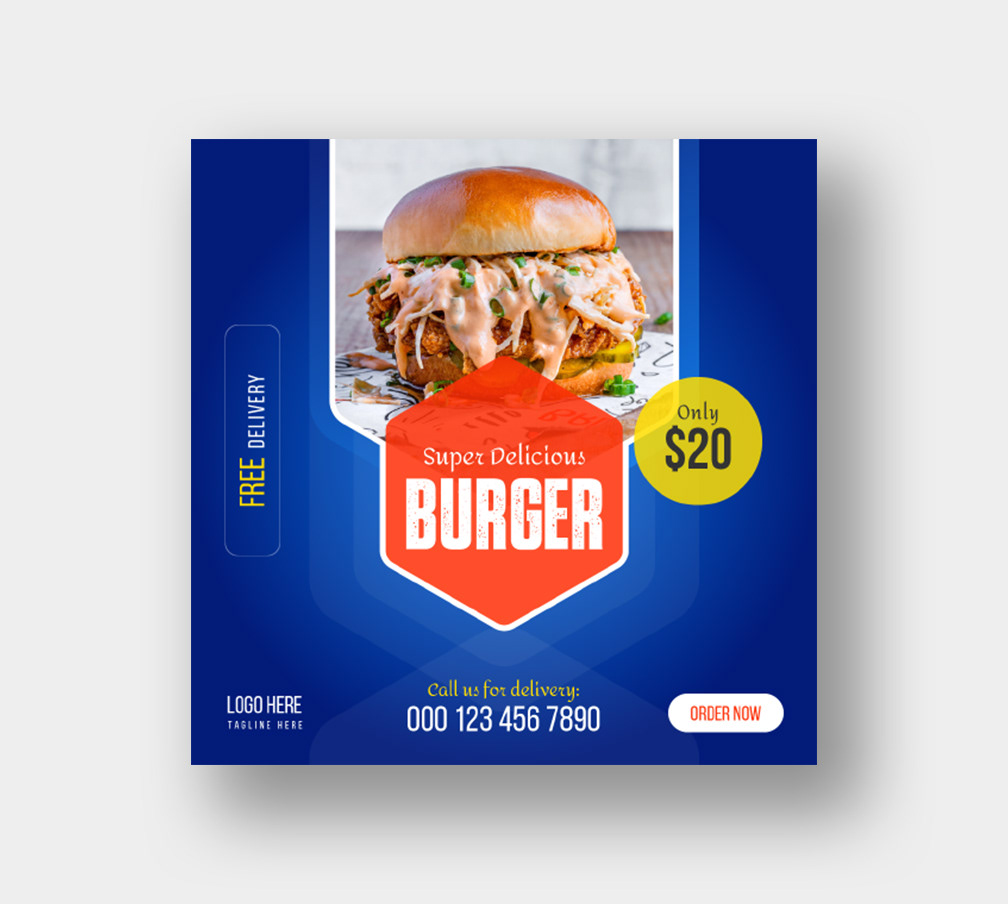 hamburger Fast food burger Social media post marketing   designer graphic Advertising 