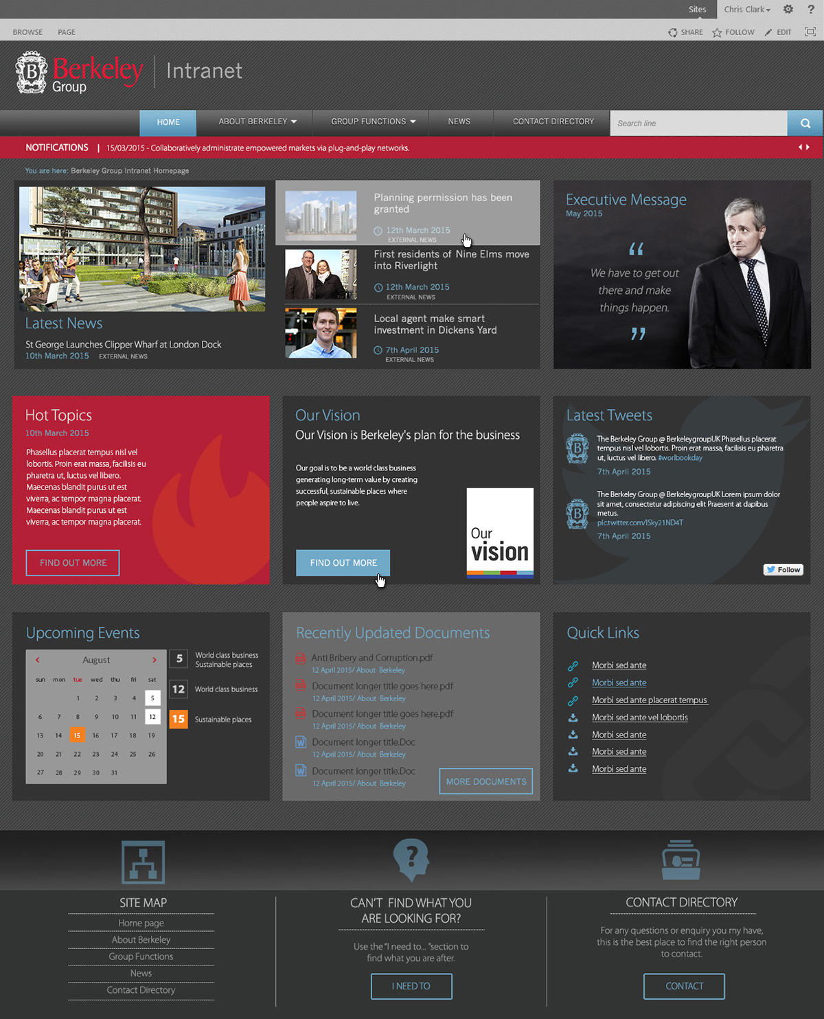 Intranet UI ux Style look and feel content