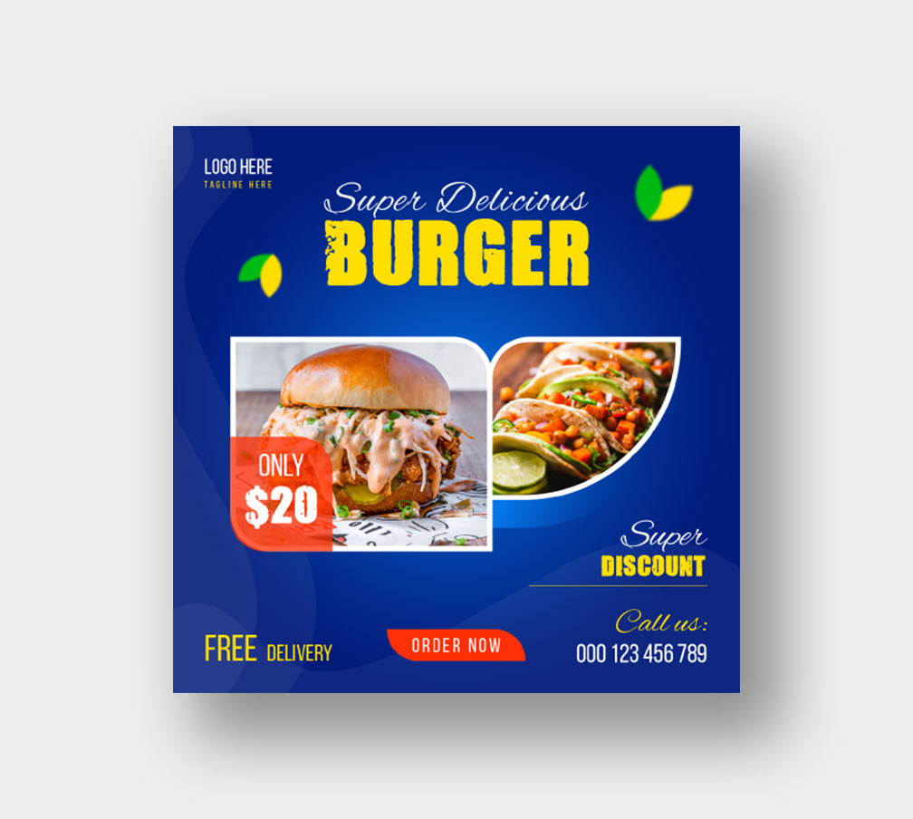 hamburger Fast food burger Social media post marketing   designer graphic Advertising 