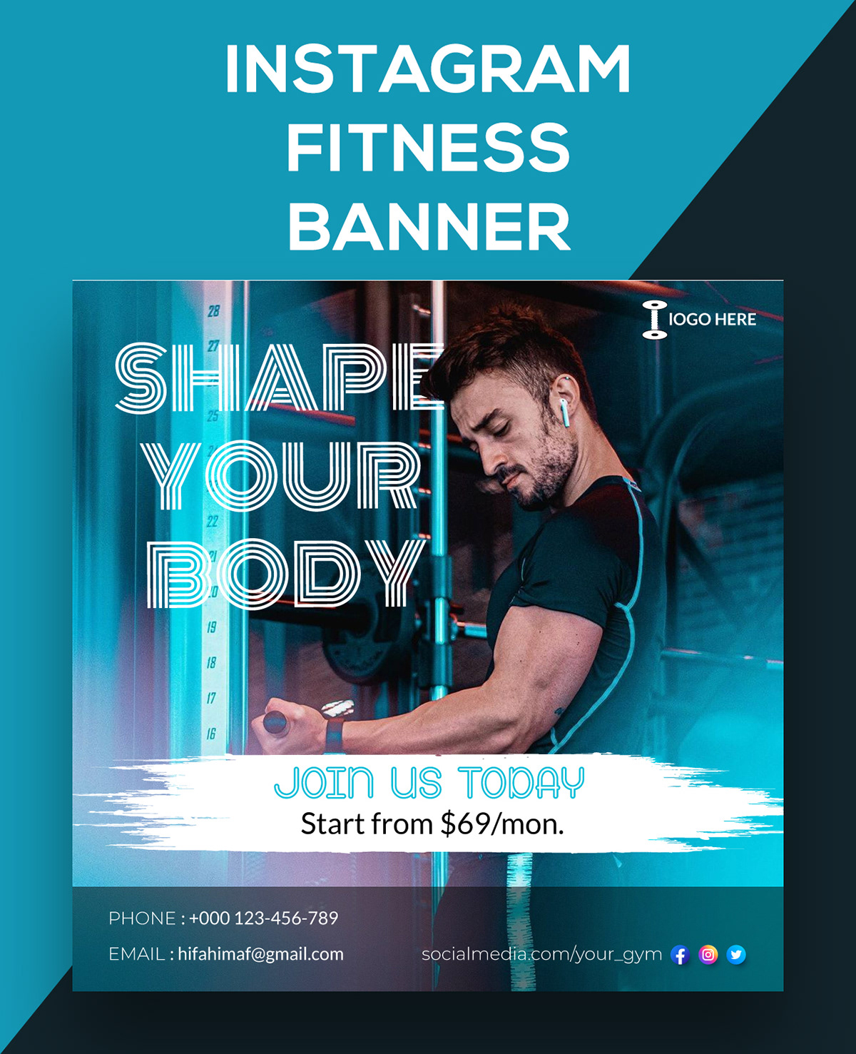 banner design facebook post fitness banner fitness poster gym banner Gym Poster insta banner poster social media Social Media Banner