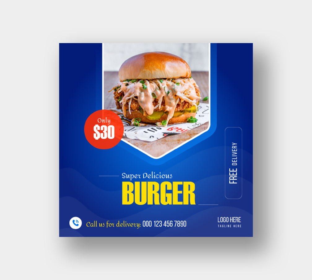 hamburger Fast food burger Social media post marketing   designer graphic Advertising 