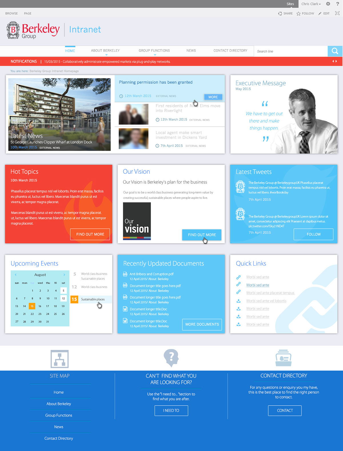 Intranet UI ux Style look and feel content