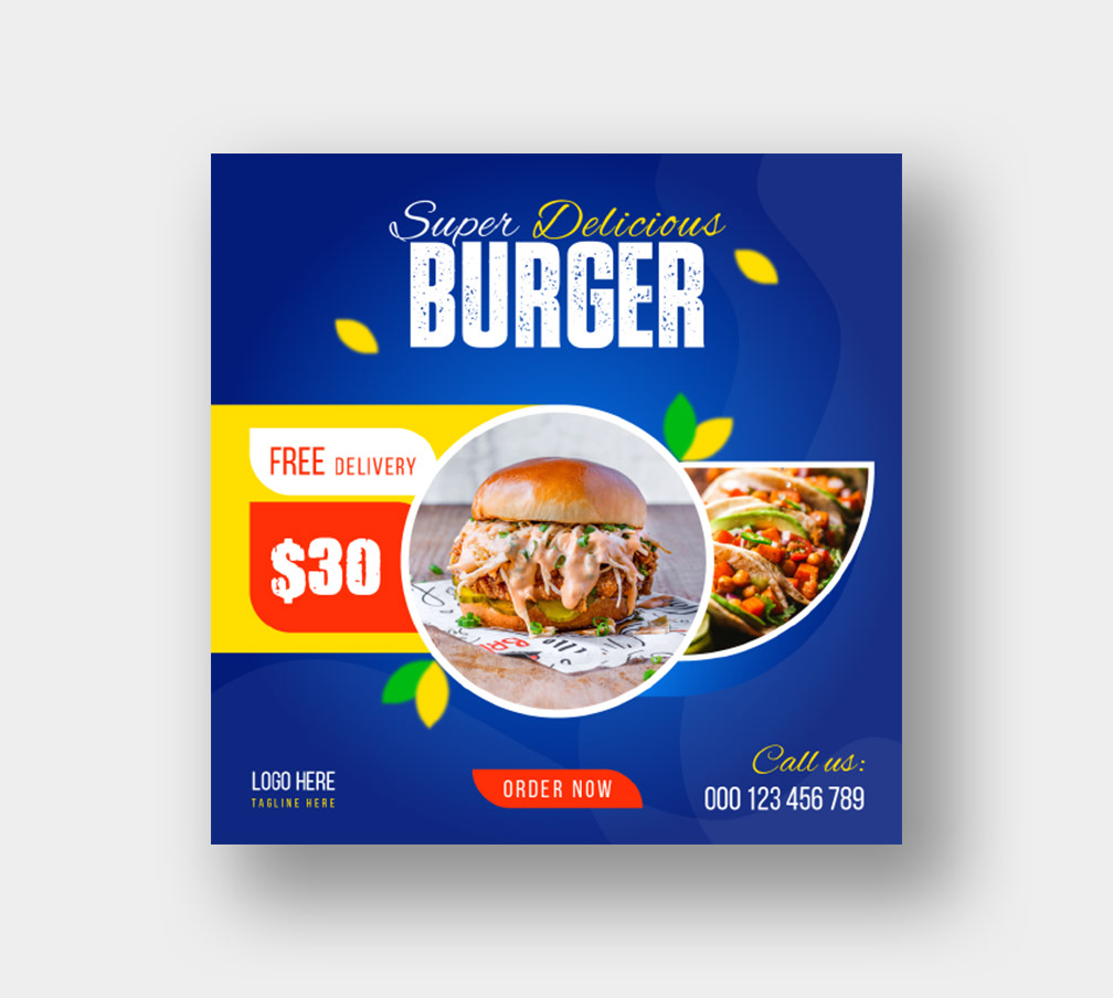 hamburger Fast food burger Social media post marketing   designer graphic Advertising 