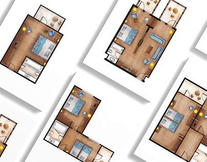 SKETCH PLANS of HOTEL ROOMS INTERIORS