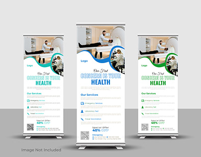 Creative Medical Healthcare Roll Up Banner Design.