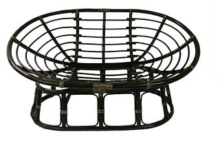 Premium Rattan Papasan Chair Frame - Walnut Stain Finish | Image