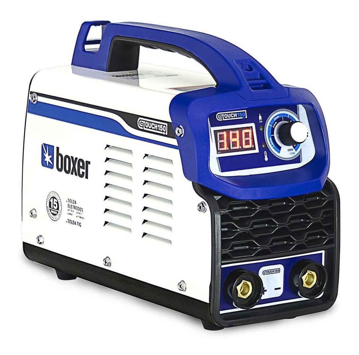 Máquina de solda inverter Boxer Touch 150 BV branca e azul 110V/220V