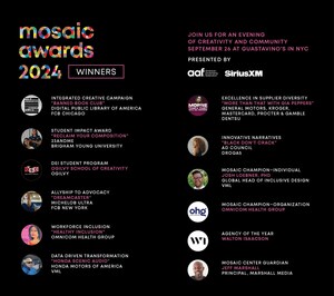 AMERICAN ADVERTISING FEDERATION ANNOUNCES 2024 MOSAIC AWARDS HONOREES